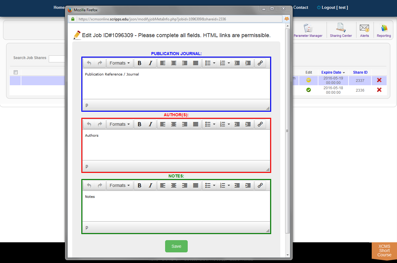 Annotating a shared job